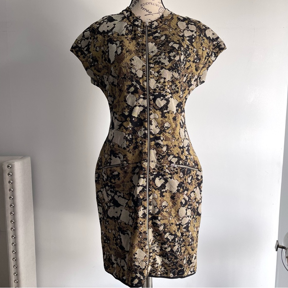 Missoni Jacquard Bodycon Metallic Thread Zip Front Dress